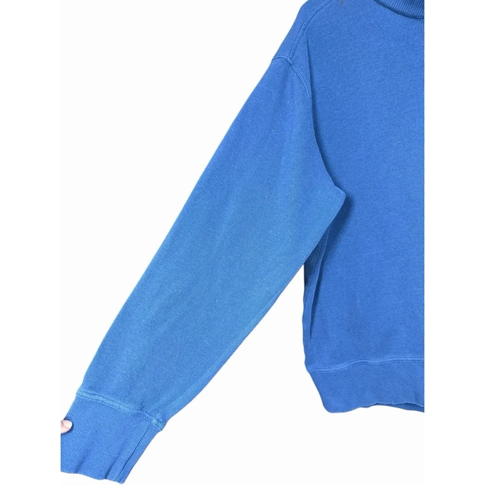 Eddie Bauer Men's XL Mock Neck Henley Sweatshirt Blue 100% Cotton Long‎ Sleeve
